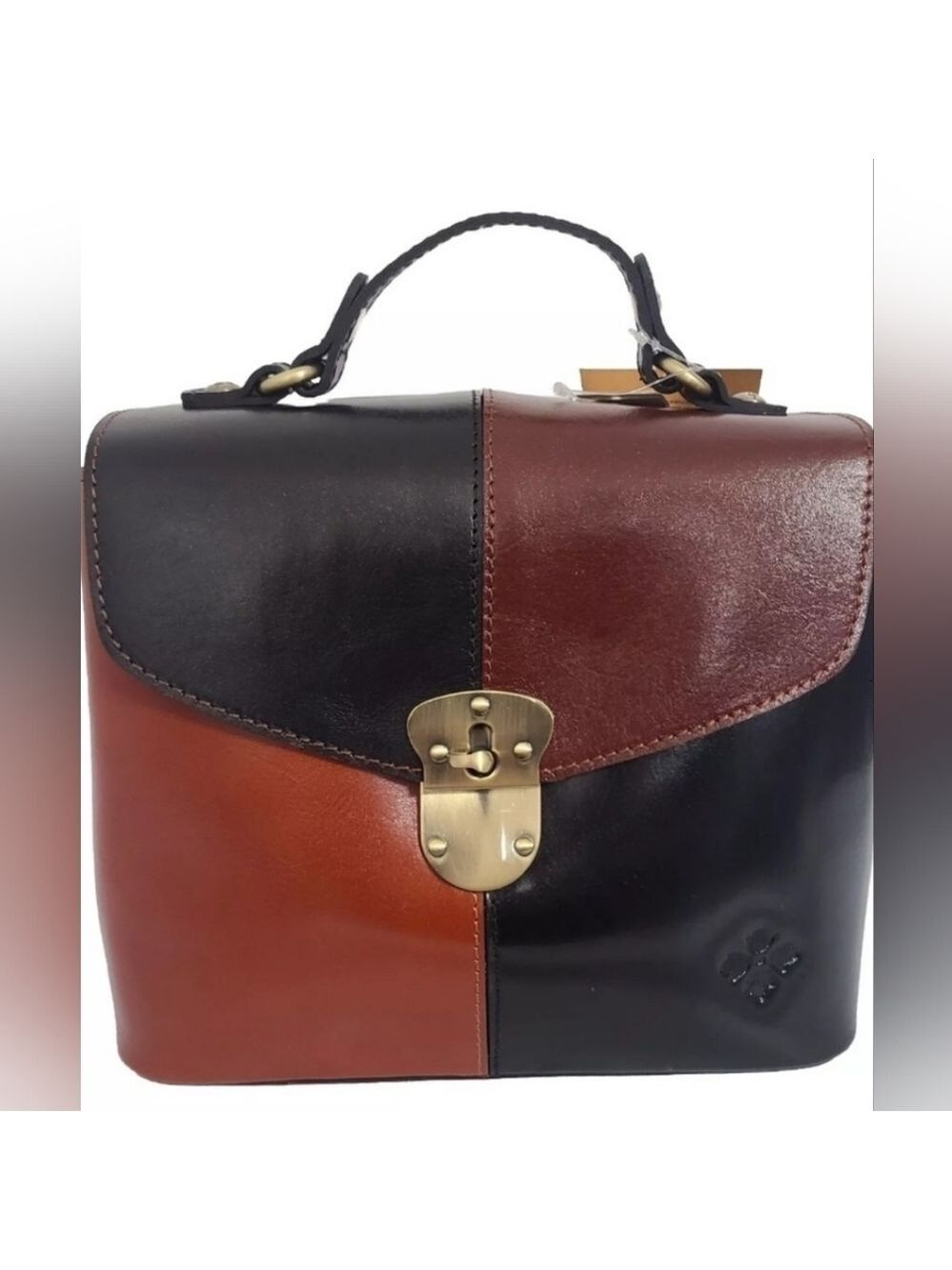 Patricia Nash Sinclair Leather Convertible Backpack-Colorblock Black/Tan- EUC - Picture 4 of 13